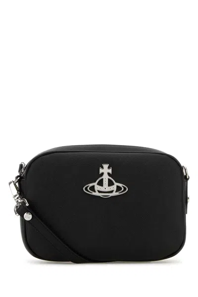Vivienne Westwood Textured Pu Crossbody Bag With Silver-tone Emblem In White