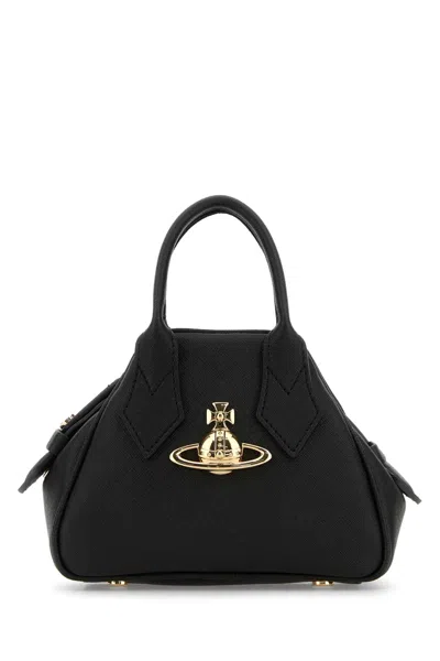 VIVIENNE WESTWOOD VIVIENNE WESTWOOD BLACK SYNTHETIC LEATHER MINI YASMINE HANDBAG