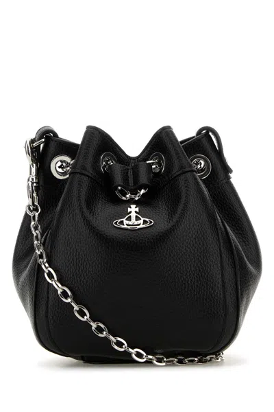 Vivienne Westwood Black Synthetic Leather Small Chrissy Bucket Bag