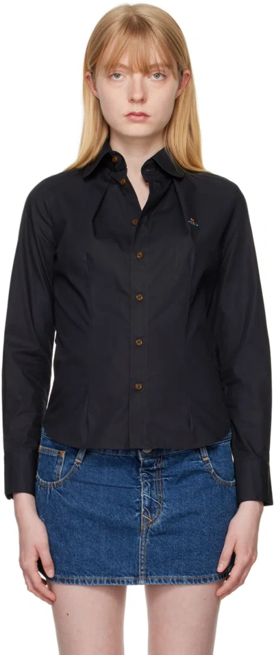 Vivienne Westwood Violin Shirt With Long Sleeves And Pointed Collar In Black