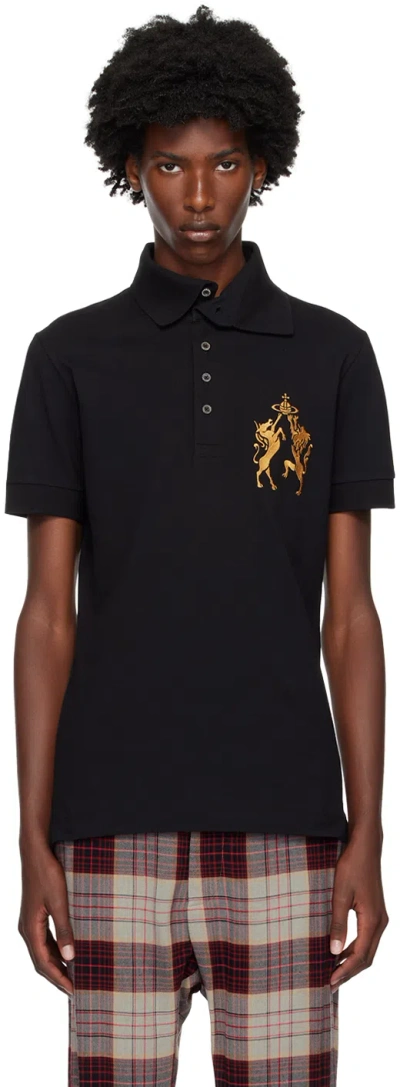 Vivienne Westwood Black Unicorn & Lion Polo In Aw24-black