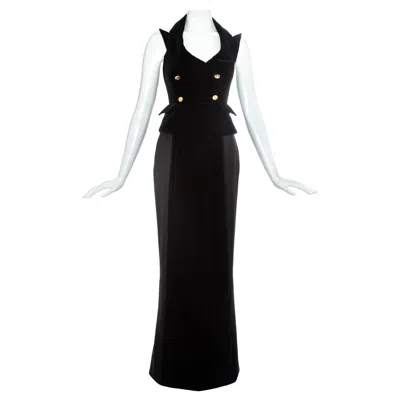 Pre-owned Vivienne Westwood Black Velvet Corset Waistcoat And Maxi Skirt Set, Ss 1995