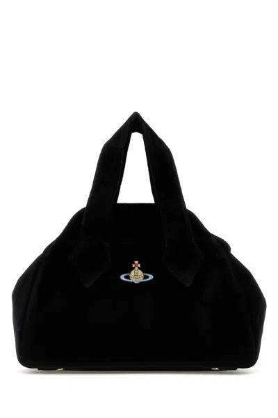 Vivienne Westwood Black Velvet Medium Archive Handbag