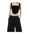 Vivienne Westwood Cropped Velvet Corset With Bow And Mesh In Black