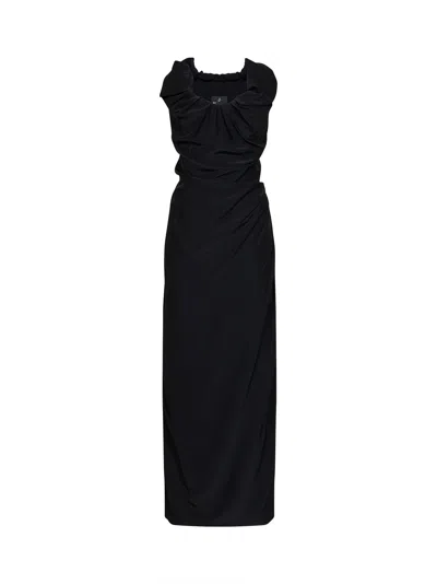 Vivienne Westwood Black Viscose And Silk Ginnie Amber Long Dress