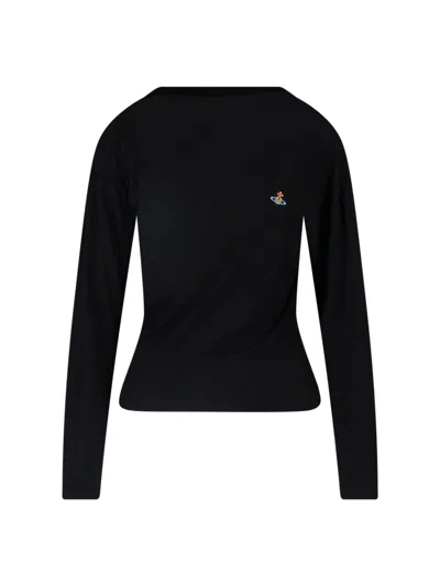 Vivienne Westwood Black Viscose Asymmetric Orb T-shirt