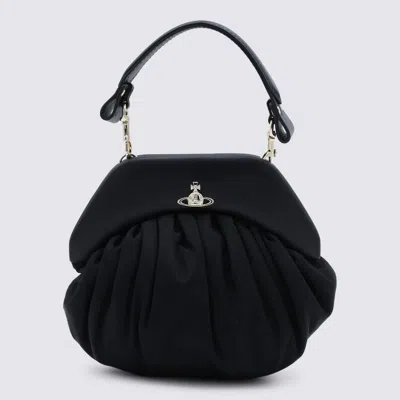 Vivienne Westwood Brooke Black Clutch With Adjustable And Removable Shoulder Strap And Orb Plaque On The Front In Leat