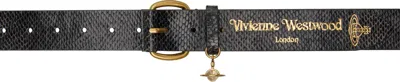 Vivienne Westwood Black Wide Alex Charm Belt In Aw24-n203
