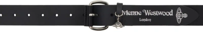 Vivienne Westwood Black Wide Alex Charm Belt In Ss25-n401