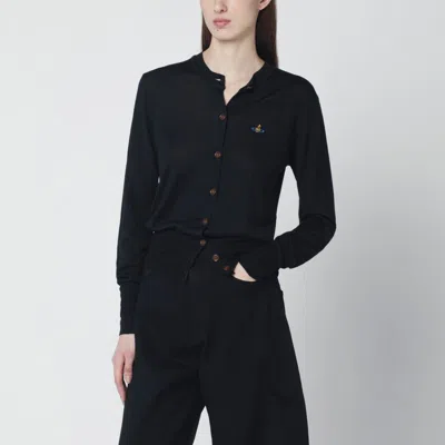 Vivienne Westwood Black Cropped Wool And Silk Cardigan
