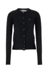 Vivienne Westwood Bea Black Cropped Cardigan With Round Neck And Front Orb Embroidery In Cotton Woman