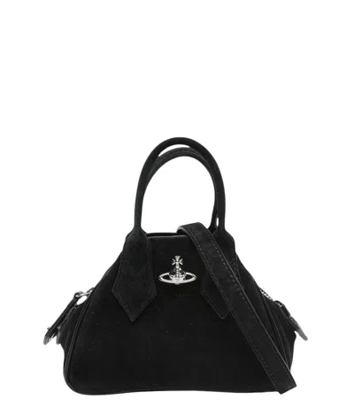 Vivienne Westwood Black Yasmine Mini Satchel In Purple