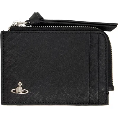 Vivienne Westwood Black Zip Card Holder In Purple