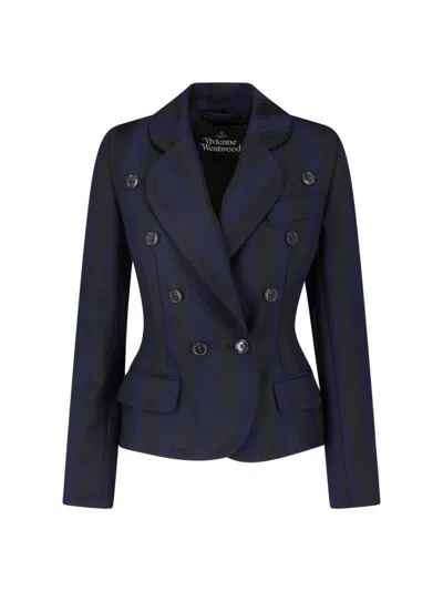 Vivienne Westwood Georgia Blue Navy Striped Double-breasted Wool Blazer