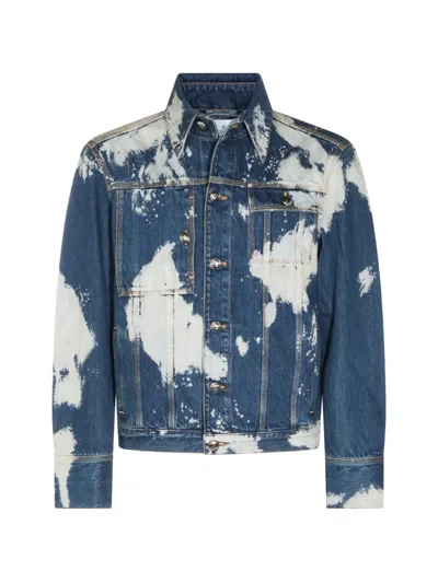 Vivienne Westwood Denim Jacket Straight Cut Collar Long Sleeves Pockets In Blue
