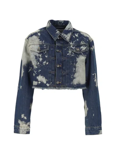 Vivienne Westwood Bleach-wash Cropped Denim Jacket In Blue