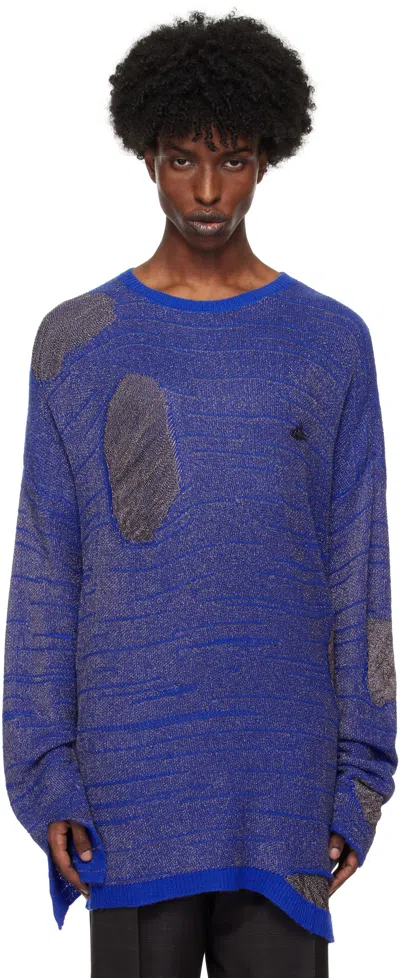 Vivienne Westwood All Nighter Jumper Wool / Viscose / Polyester Metallic-blue M/l Unisex