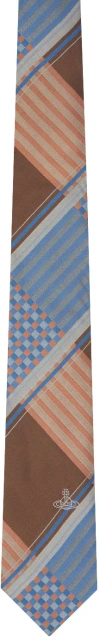 VIVIENNE WESTWOOD BLUE & BROWN COMBAT TARTAN TIE