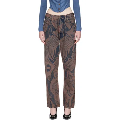 Vivienne Westwood Ranch Printed High-waisted Straight-leg Organic Jeans In Brown