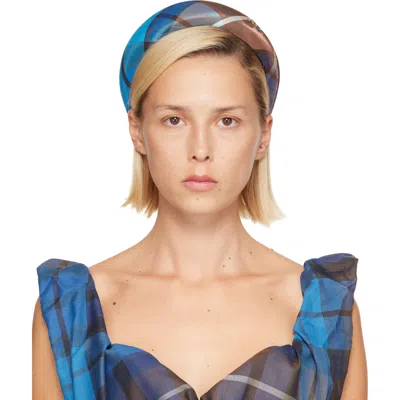 Vivienne Westwood Blue & Brown Wide Headband In K203 Shiny Blue/brow