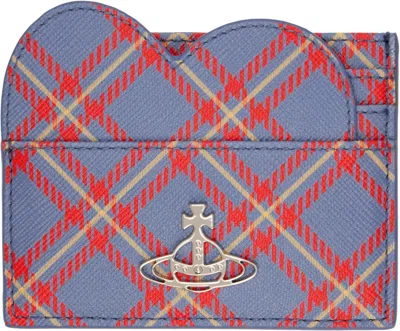 Vivienne Westwood Blue & Orange Heart Card Holder In K302 Blue/orange Tar