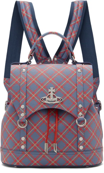 Vivienne Westwood Blue & Orange Small Max Backpack In K302 Blue/orange Tar