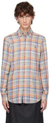Vivienne Westwood Blue & Orange Two Button Krall Shirt In Aw24-b203