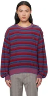 Vivienne Westwood Blue & Red Broken Stitch Sweater In Ss24-o103