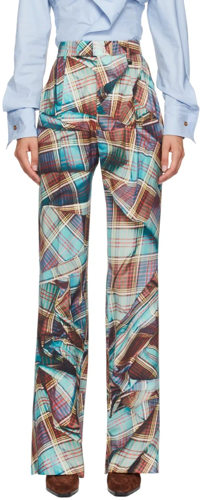 Vivienne Westwood Flared Hem Wool Trousers In Multicolor