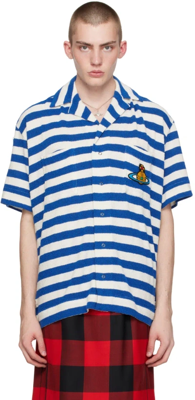 Vivienne Westwood Blue & White Camp Shirt In Ss24-k210