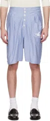 Vivienne Westwood Romario Bermuda Shorts Striped Jersey White / Blue Xl Unisex In Ss25-k204