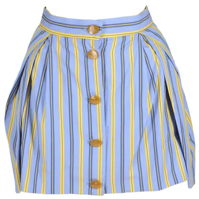 Pre-owned Vivienne Westwood Blue And Yellow Cotton Striped Button Up Mini Skirt