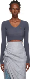 Vivienne Westwood Blue Bea Cropped Sweater In Gray