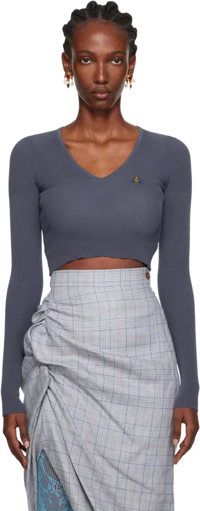 Vivienne Westwood Blue Bea Cropped Sweater In Gray