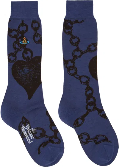 Vivienne Westwood Blue Chain Socks In Aw24-k401