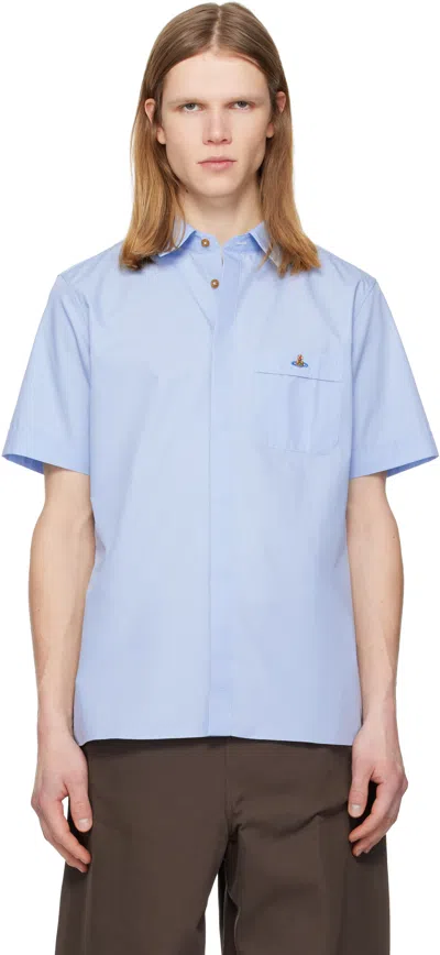 Vivienne Westwood Blue Classic Short Sleeve Shirt In Animal Print