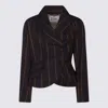 Vivienne Westwood Striped Blazer With Long Sleeves And Pockets In Brown