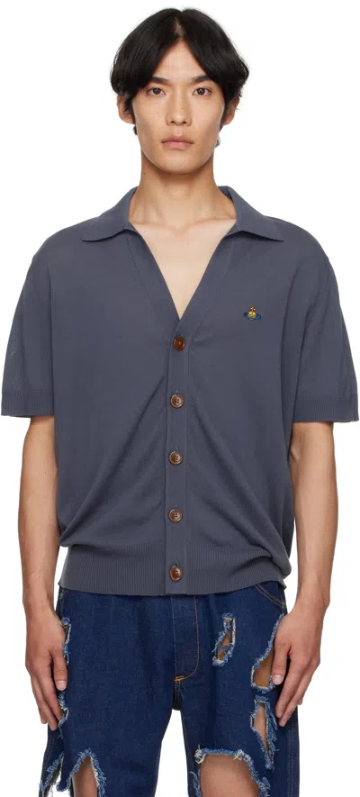 Vivienne Westwood Blue Cotton Polo Cardigan