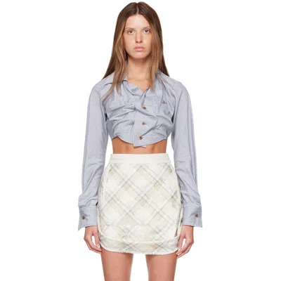 Vivienne Westwood Blue Cropped Drunken Shirt In K404 Evening Blue