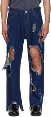 Vivienne Westwood Blue Distressed Ranch Jeans In Blue