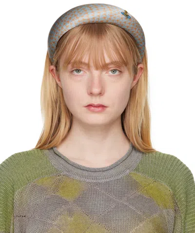 Vivienne Westwood Blue Embroidered Headband In Gray