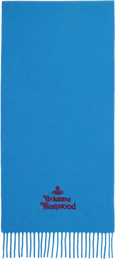 Vivienne Westwood Blue Embroidered Scarf