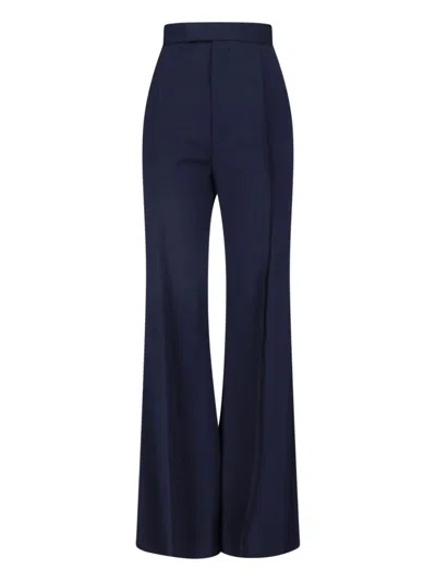 Vivienne Westwood Blue Front Pleats Virgin Wool Wide-leg Trousers