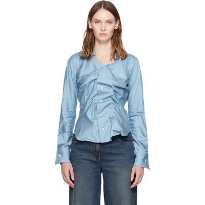Vivienne Westwood Blue Heritage Twill 'drunken Shirt' Blouse In K403 Blue