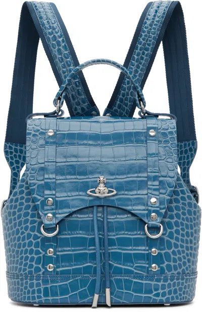 Vivienne Westwood Blue Leather Max Small Backpack