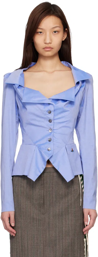 Vivienne Westwood Monday Asymmetric Button-up Shirt In Blue