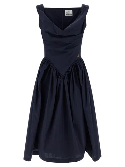 Vivienne Westwood Blue Sweetheart Neck Flared Mini Dress