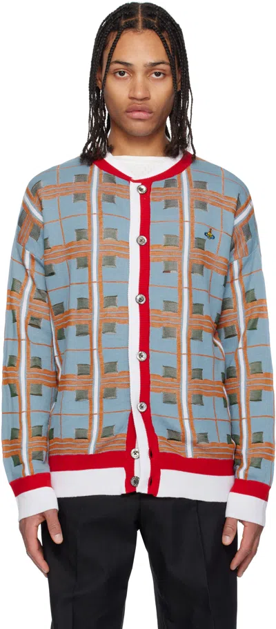 Vivienne Westwood Blue Tartan Cardigan In Ss25-o102