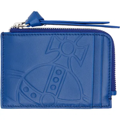 Vivienne Westwood Blue Zip Card Holder In Aw26-k409 Dark Blue