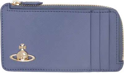 Vivienne Westwood Blue Zip Card Holder In Ss25-k401